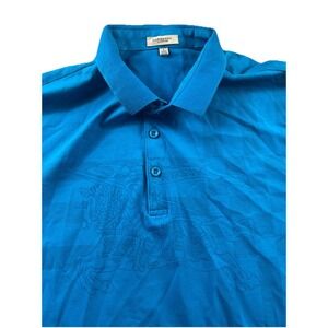 Burberry London Polo Shirt Equestrian Knight Graphic Blue Check Men's Large Slim